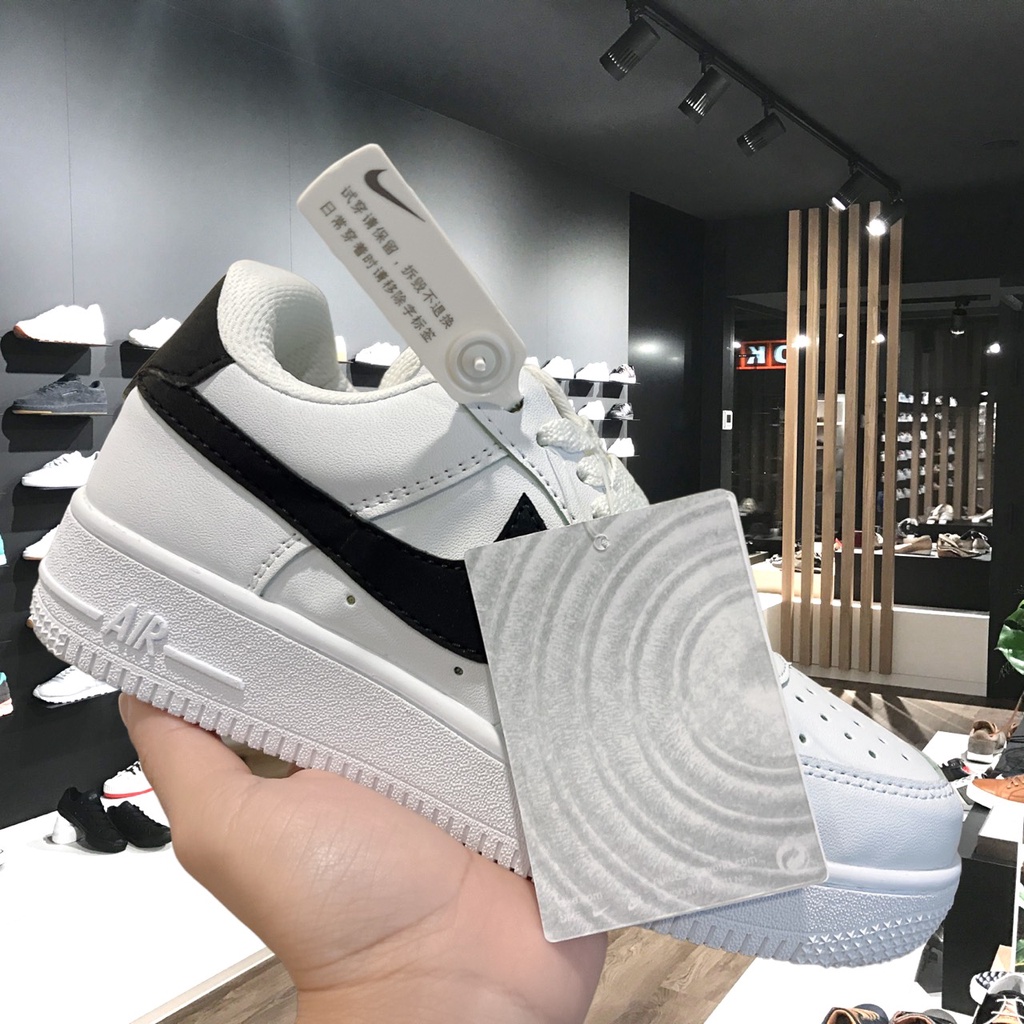 Giày AF1 Vệt Đen Viền Vàng, Giày air force 1 low 07 Essential White Black Gold Full Box Bill - Pagi_store