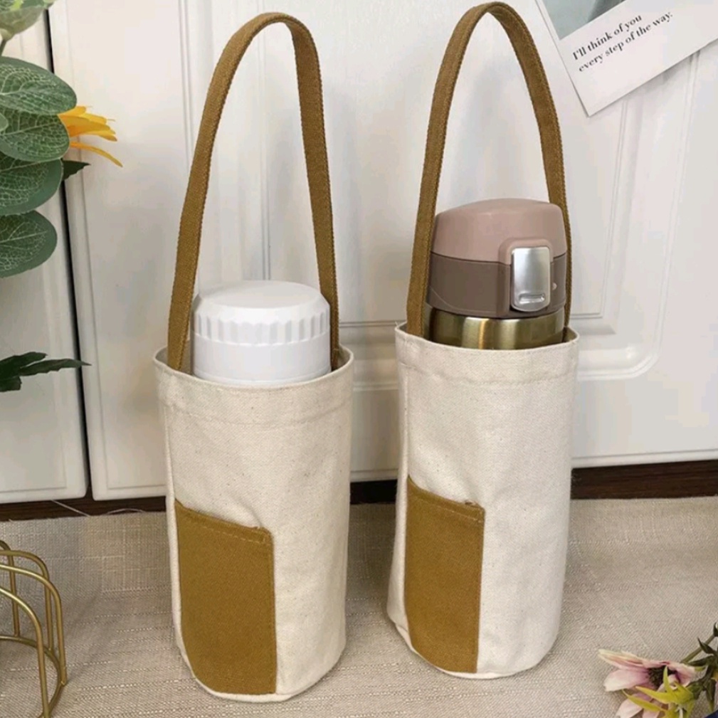 Túi Trắng Trong, Túi Vải Canvas Đựng Bình Nước, Đựng Trà Sữa  - OrderChinaTanGoc