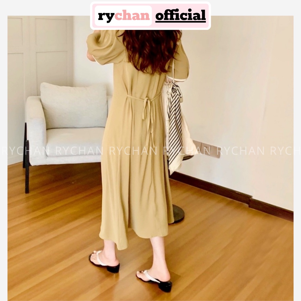 [ẢNH THẬT CUỐI] Đầm Váy Nữ Tay Ngắn Cổ Lá Phối Trắng Thanh Lịch, Đầm Nữ Dạo Phố Form Dài Basic Xòe Màu Kem - DX360