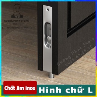 Chốt âm inox có nút bấm trượt lắp vừa cho mọi loại cửa