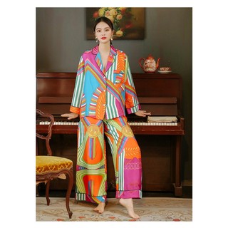 Bộ Pyjama Lụa Tay Dài Mặc Nhà / Printed Long PJ