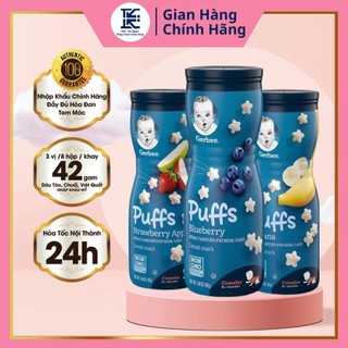 Bánh ăn dặm gerber puffs nhập khẩu mỹ cho bé, bánh ăn liền gerber 3 vị 42g