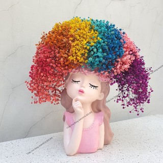 Combo lọ hoa cô gái decor + 120g Babi khô trang trí, decor chậu hoa bình hoa