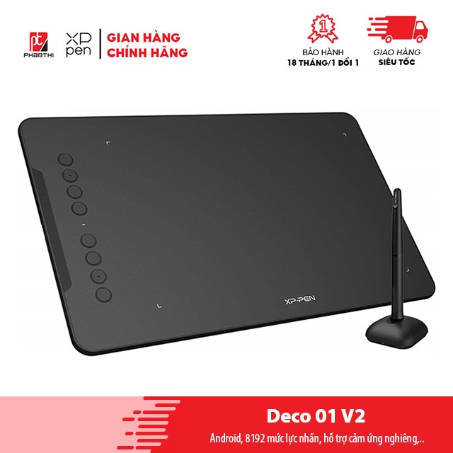 Bảng Vẽ Điện Tử XP-Pen Deco 01 v2 Android 6x10 Inch Lực Nhấn 8192