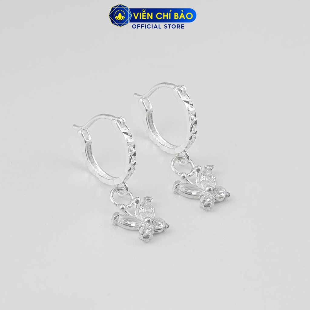 Khuyên tai bạc nữ bướm trẻ em đá trắng chất liệu bạc 925 thời trang phụ kiện trang sức Viễn Chí Bảo B400765