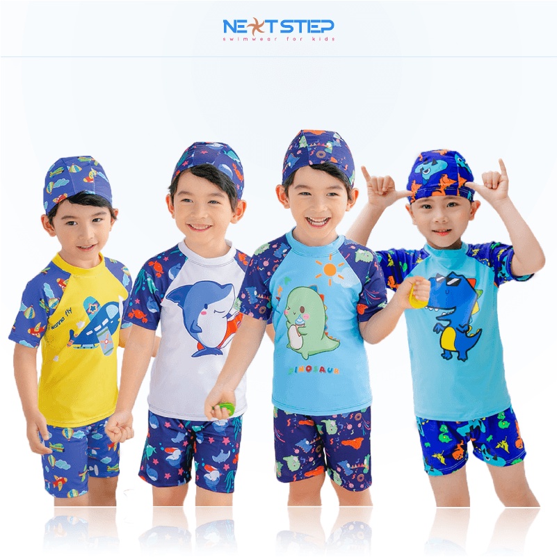 Đồ bơi bé trai quần short họa tiết hoạt hình mới size từ 14kg đến 35kg