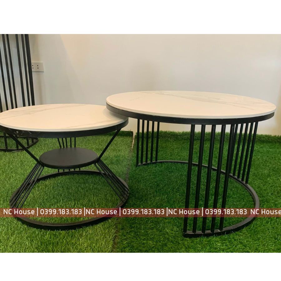 Đơn tỉnh ib shop - Bàn trà sofa phòng khách mặt đá tròn 6 nan sang trọng, hiện đại (bàn nhỏ có ngăn) | BigBuy360 - bigbuy360.vn