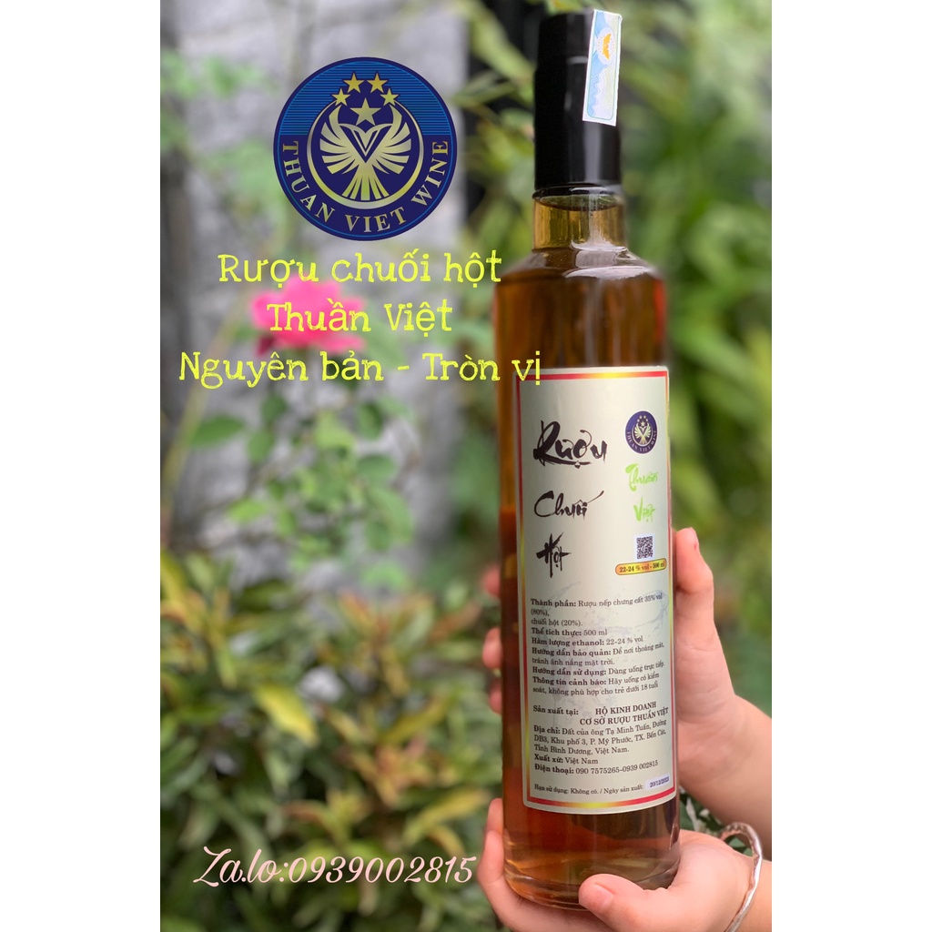 Rượu chuối hột Thuần Việt 500ml, tròn vị, êm dịu, không đâu đầu khát nước, an toàn cho người sử dụng
