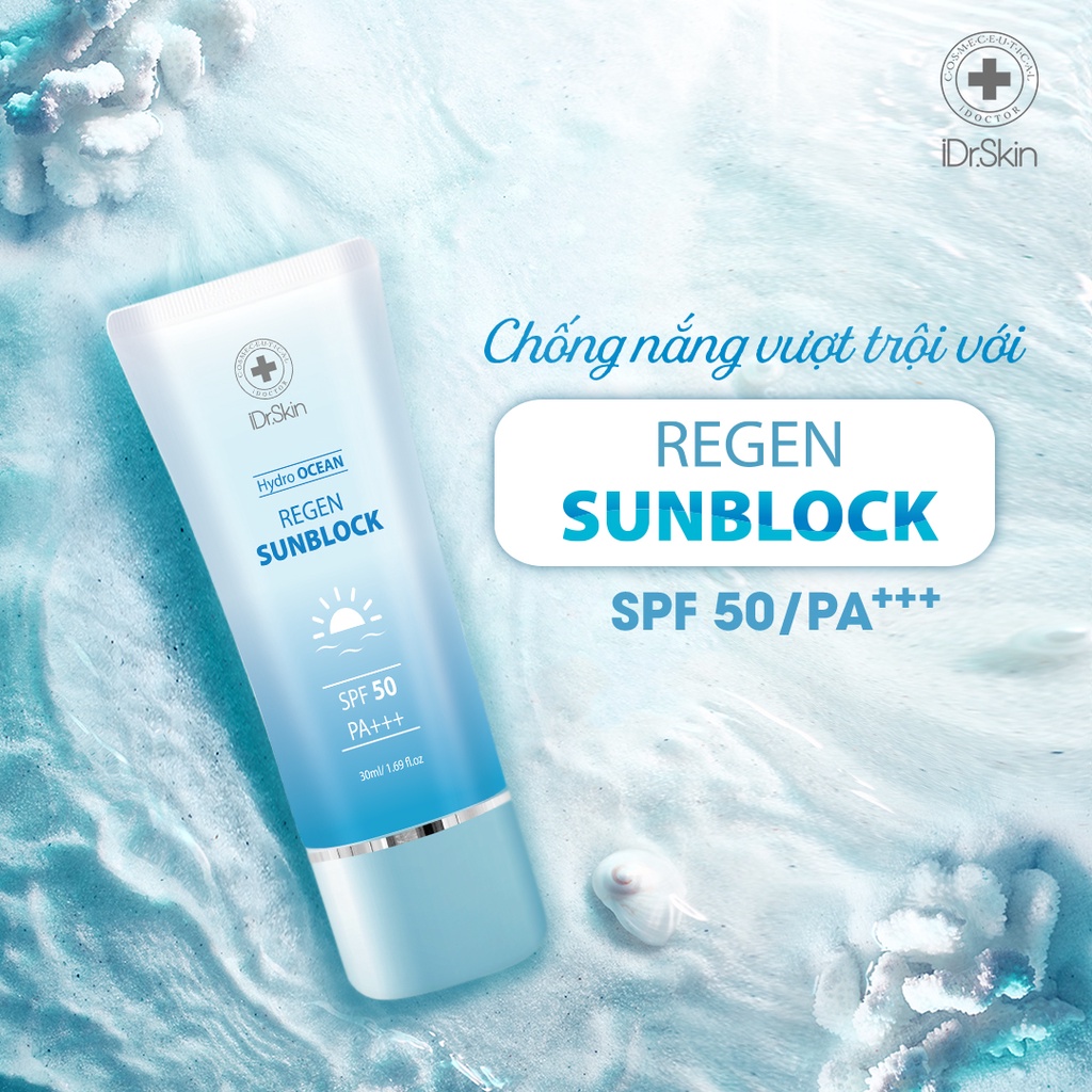 [iDr.Skin Chính Hãng] Kem chống nắng cho da mặt SPF 50 PA+++ iDr.Skin Hydro Ocean 30ml