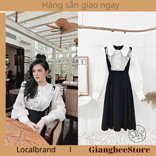 Váy Đầm Yếm Tay Voan Cổ Sen Dáng Xoè Váy Tiểu Thư Xinh Xắn Hàng Loại 1 - JANGMIA SHOP