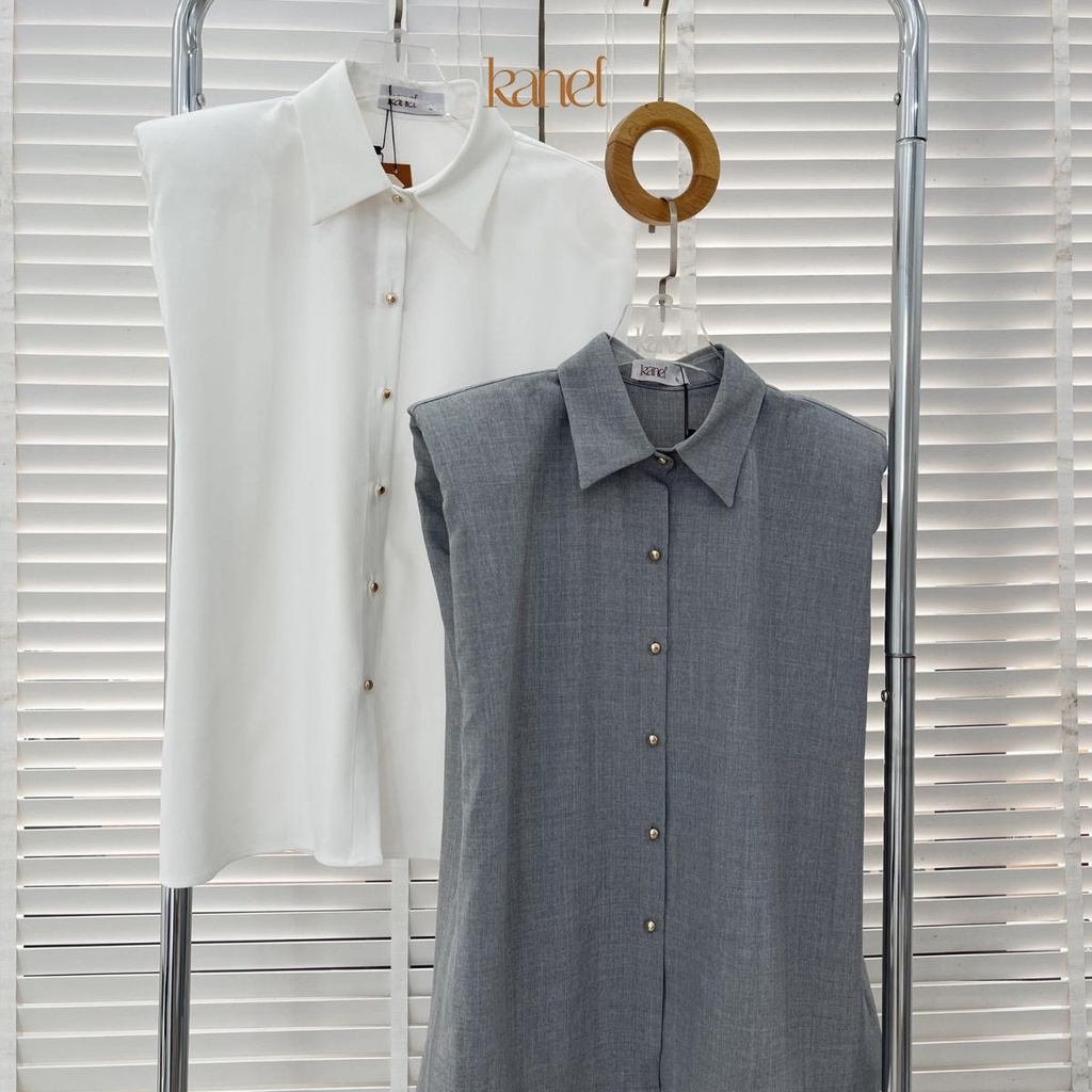 Áo sơ mi KANEL sát nách, có đệm vai - A1638