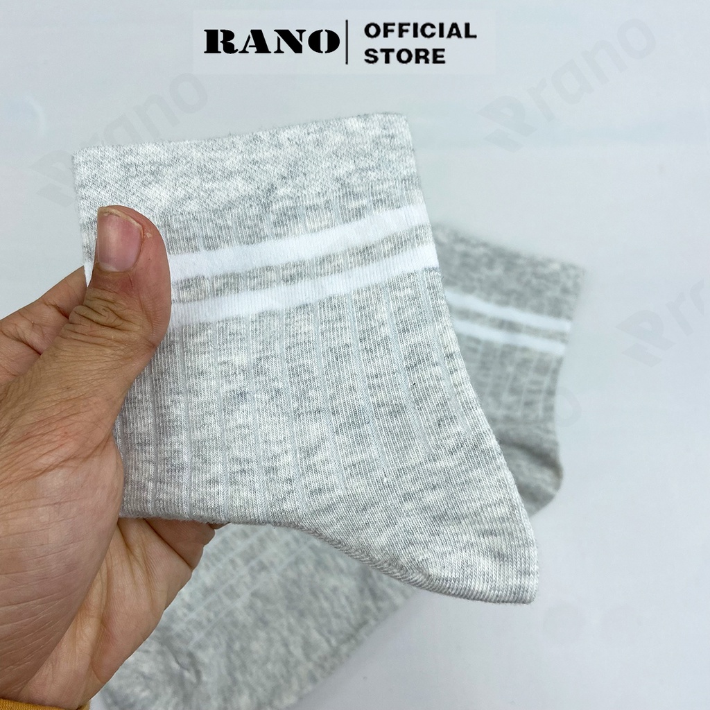 Tất vớ nam nữ kẻ 2 sọc ngang cổ trung cao nhiều màu hàn quốc cotton trắng đen xanh vàng xám TAT_2SOC