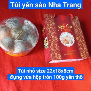 Combo 10 túi yến nhỏ đựng hộp tròn 100g yến thô