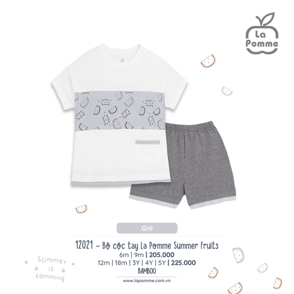 [CHÍNH HÃNG] Bộ quần áo cộc tay họa tiết Summer Fruits 12021 trẻ em La Pomme