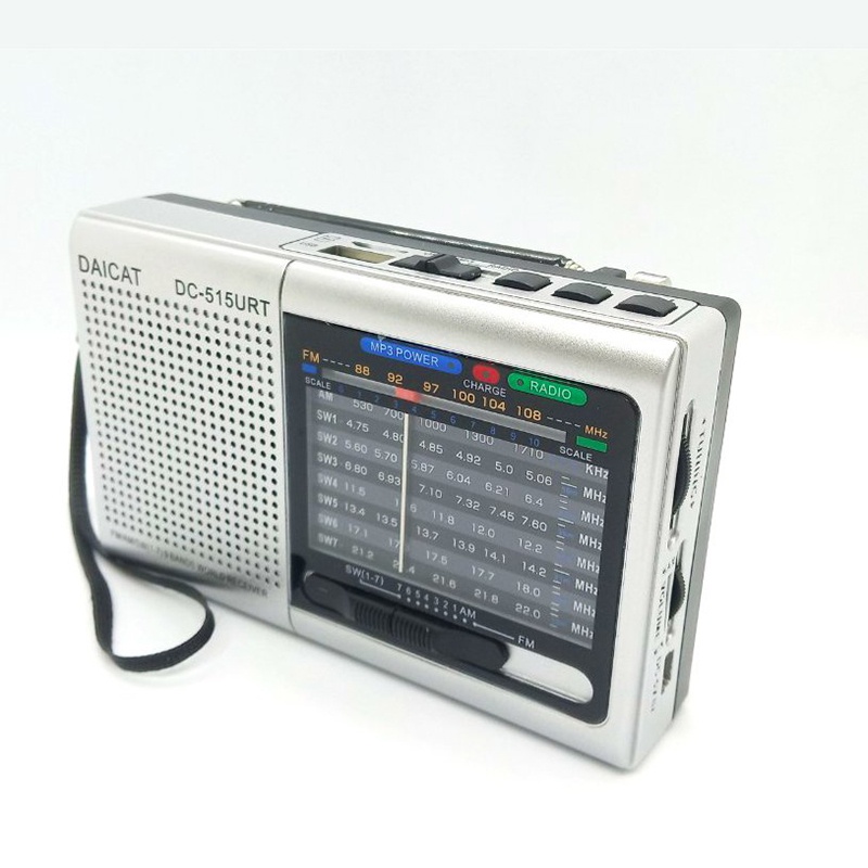 Đài Radio SONY SW-515 Bắt FM & AM Sóng Cực Khỏe. Đài Radio DAICAT DC-515URT Có Cổng USB Thẻ & Tặng Pin & Dây Sạc