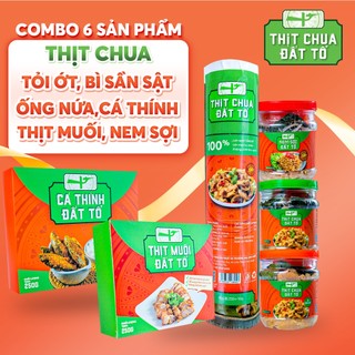 Combo 6 sản phẩm thịt chua tỏi ớt, thịt chua bì sần sật, thịt chua ống nứa, nem sợi, cá thính, thịt muối