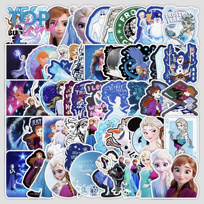 Sticker cute SET 50 TẤM Công chúa ELSA, hình dán trang trí dễ thương cho bé, chống thấm nước - TOP TREND
