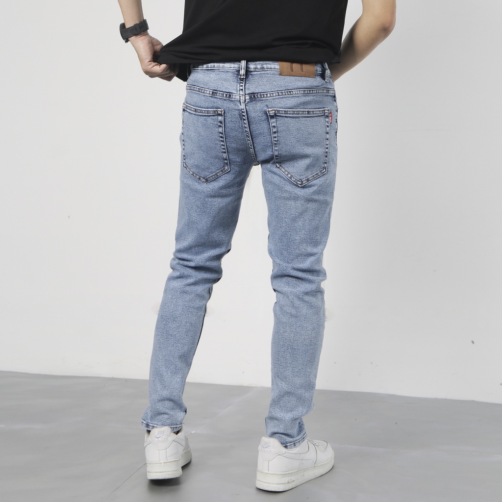 Quần jean nam skinny tape lighblue QJ05 Nigo ống ôm màu xanh sáng co giãn cao cấp