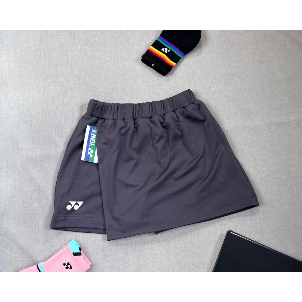 Váy CẦU LÔNG, váy thể thao Yonex xám, thoáng mát, co giãn 4 chiều, có quần bảo hộ bên trong