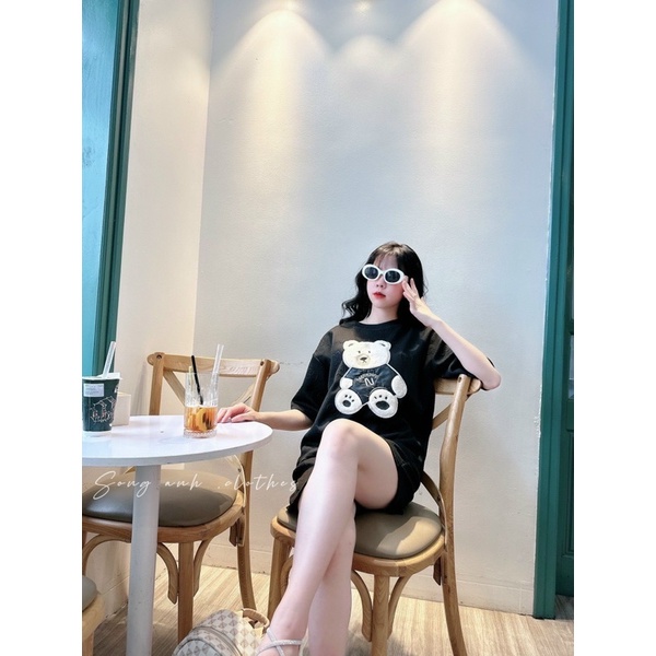 Set Bộ Gấu Thêu Xù GG Chất Xốp Quần Short B130