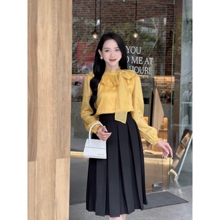 Áo sơ mi tơ bèo cổ ( ảnh thật + video)