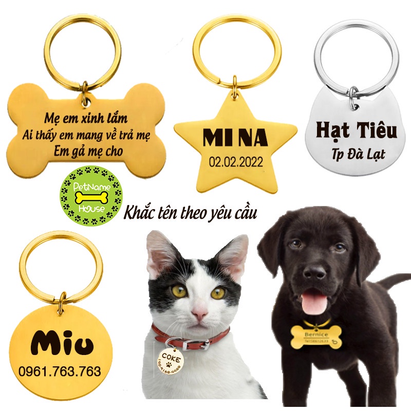 Pettag Bảng Tên Chó Mèo Thép Không Gỉ (Có Khắc )