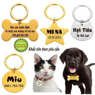Pettag Bảng Tên Chó Mèo Thép Không Gỉ (Có Khắc )