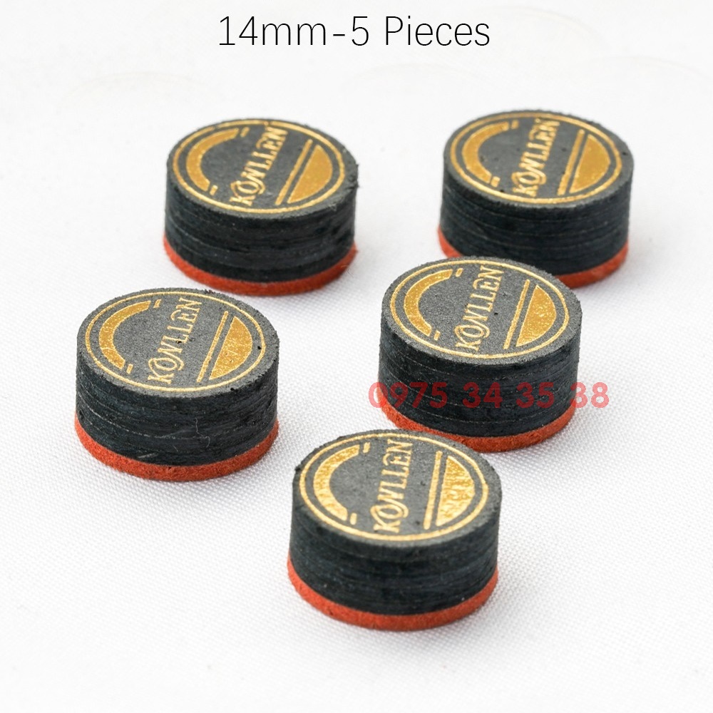Đầu Cơ Bi-a Bida 3 băng KONLLEN Carom Tip ,nhiều Lớp 14mm