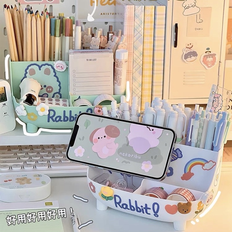 Hộp Đựng Bút Để Bàn Lưu Trữ Văn PHòng Phẩm Tặng Kèm Sticker Dễ Thương