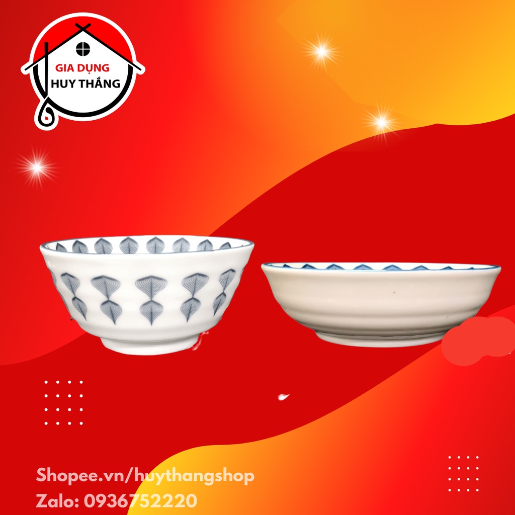 Bát chấm sứ, Đĩa gia vị sứ Phụng vũ cao cấp, men đẹp, nét