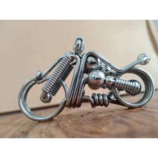 Móc khoá thủ công Inox 304 hình dáng xe Harley-Davidson
