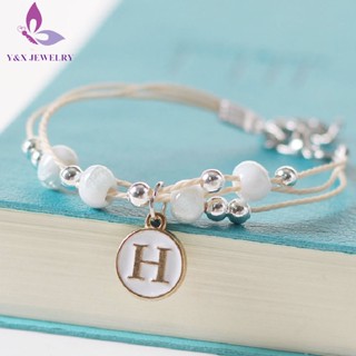 [Y & X] Vòng Tay Chuỗi Hạt Gốm Khắc Chữ Cái 26 Kiểu Đơn Giản Làm Quà Tặng Trang Sức Cho Nữ