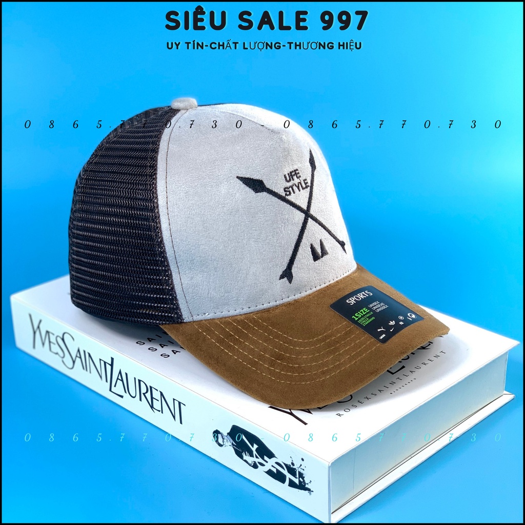 NÓN KẾT PHỐI LƯỚI 2 MŨI TÊN CHẤT DA LỘN CAO CẤP, MŨ LƯỠI TRAI NAM NỮ THÒI TRANG