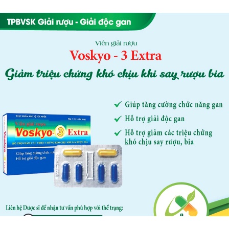 Viên giải rượu Voskyo. Giải rượu nhanh, bảo vệ tế bào gan và tế bào thần kinh. Dễ sử dụng, an toàn LAHUTU