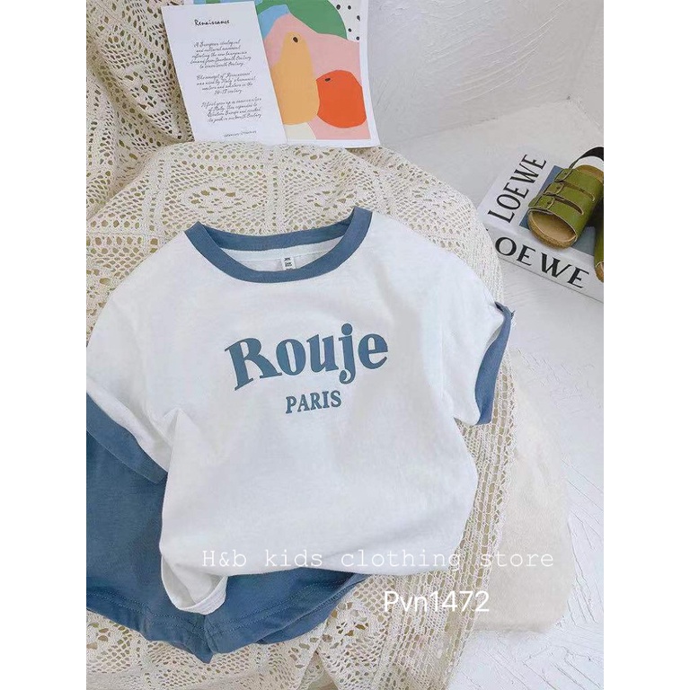 Bộ cộc tay, bộ quần áo chất cotton Rouje Paris cho bé trai, bé gái mặc hè từ 7-21kg