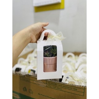 Hộp giấy cửa sổ đựng 1 bánh cupcake , hộp quay xách 1 ô đựng ly bánh mousse, tiramisu,.....