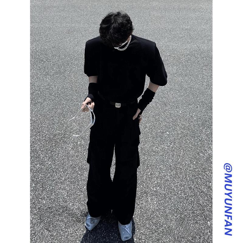 Áo Thun Đen Tay Ngắn Phong Cách Đường Phố Mỹ Thời Trang 2023 Cho Nam