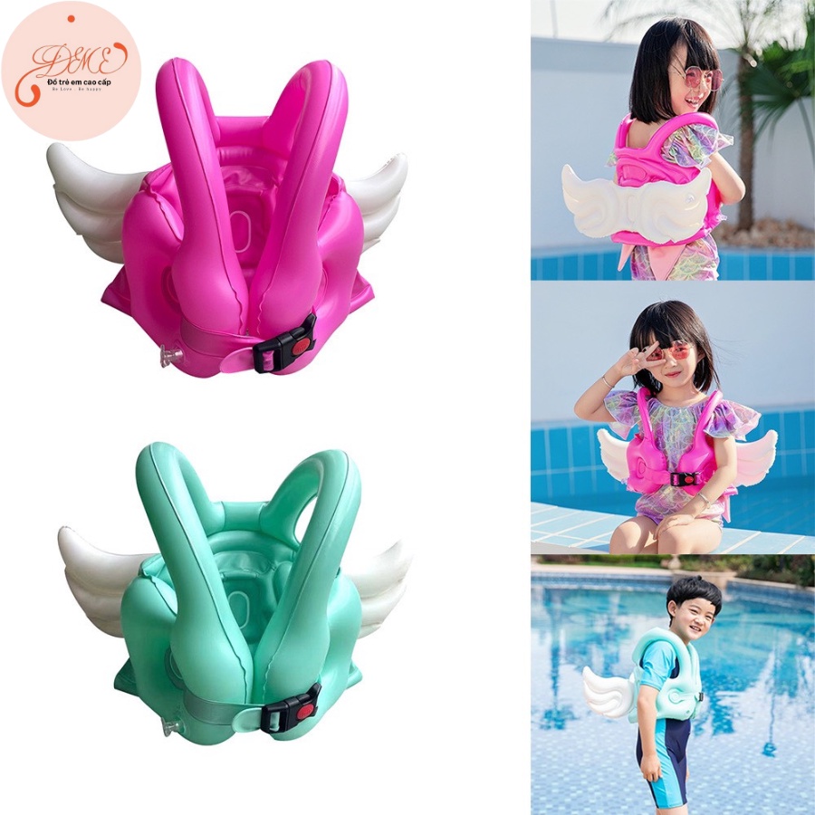 áo phao, phao bơi cho bé trai, bé gái DEMEONE thiết kế đôi cánh thiên thần đáng yêu cho bé 2-8 tuổi