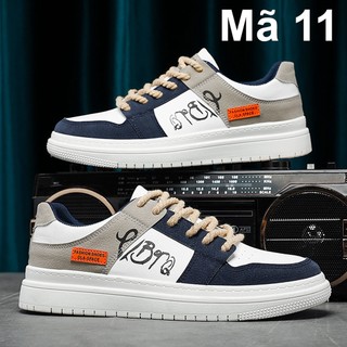 Giày thể thao, giày thể thao nam, giày sneaker, giày da lộn trắng phối màu 4cm mã 11