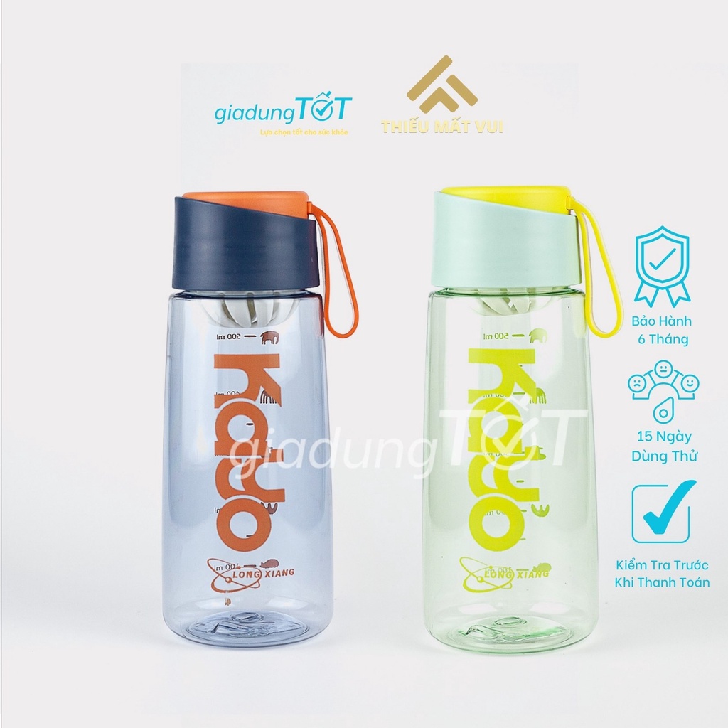 Bình nước nhựa PP, bình nước cao cấp Gia Dụng Tốt 600-700ml giá rẻ, tặng kèm túi