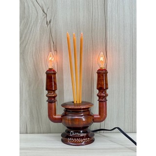 Lư nhang điện để bàn thờ gia tiên - lư nhang điện gỗ tràm