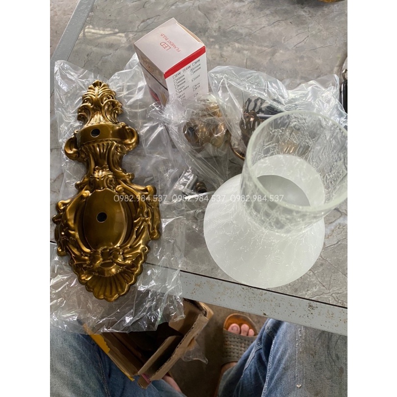 Đèn tường dầu-Đèn hình dầu trang trí phòng thờ-Đèn vách cầu thang-Tặng kèm bóng đèn tiết kiệm điện