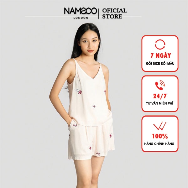 Bộ đồ ngủ hai dây nữ NAM&CO mềm mát thoải mái size S M L màu hồng nhạt NB0093 P10785