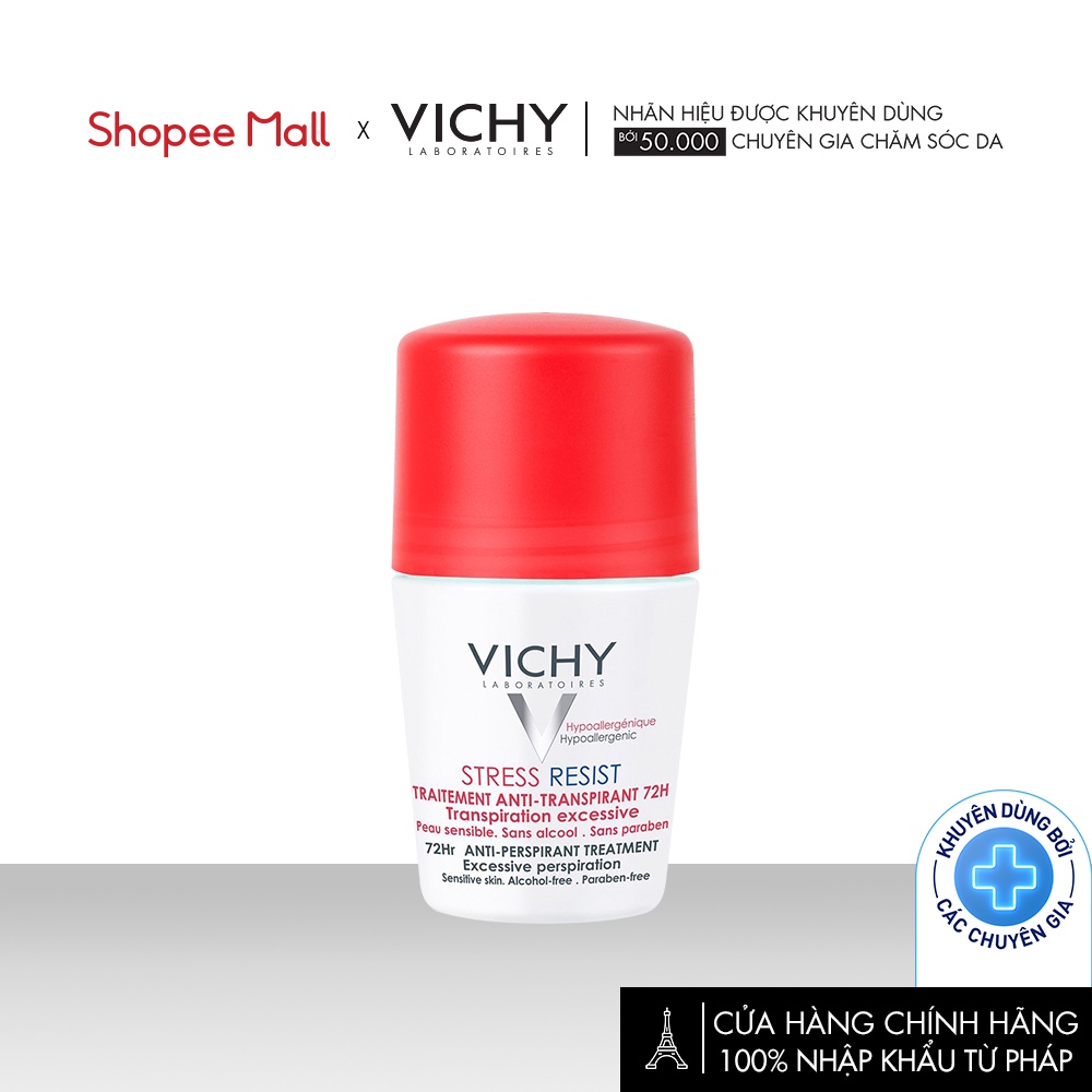 Lăn khô thoáng vùng da dưới cánh tay 72h Vichy Détranspirant Intensif 50ml