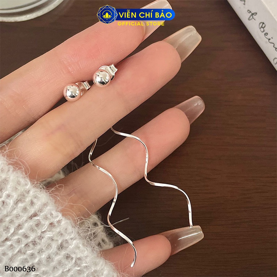 Bông tai bạc nữ bi dây dài chất liệu bạc Ý 925 thời trang phụ kiện trang sức Viễn Chí Bảo B000636