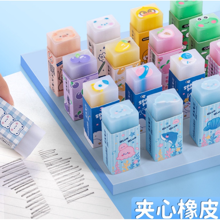 Gôm bút chì tẩy bút chì Maihe có nhiều hình dáng màu sắc đáng yêu cute 12x23x50mm
