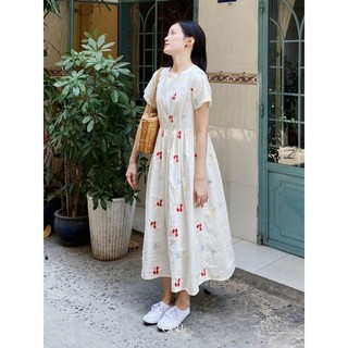 NAO - Đầm babydoll dáng dài cổ tròn basic - osu
