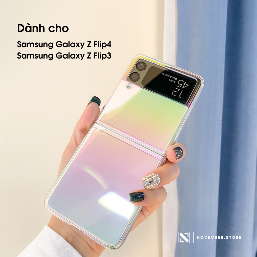 Ốp lưng cho Samsung Z Flip 4 / ZFlip4 / Z Flip4 / Z Flip 3 / ZFlip3 / Z Flip3 màu Gradient cầu vồng ánh tím