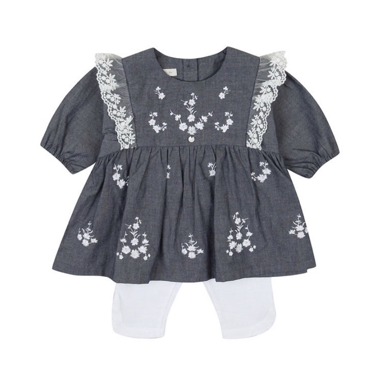 Set váy kèm quần legging lửng, hàng xuất dư xịn/váy bé gái