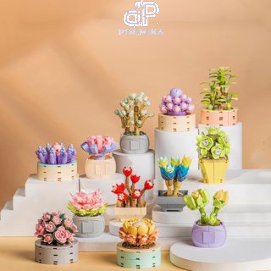 Mô hình lắp ráp 3D Mini chậu hoa đầy màu sắc - Bộ đồ chơi lắp ghép 3D cho bé